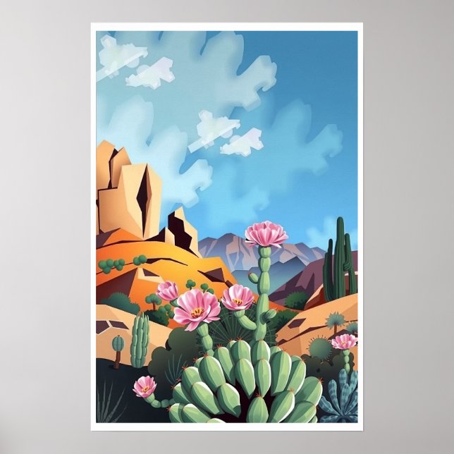 Poster Abstract Colorado Mountains Desert Cactus (Frente)