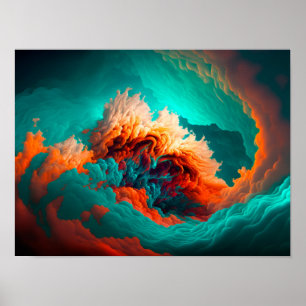 Poster Abstract colorful smoke cloud wave pattern.
