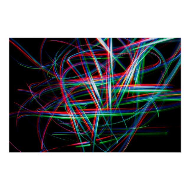Pôster Abstract colourful light streaks (Frente)
