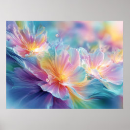 Poster Abstract cosmic floral explosion in pastel
