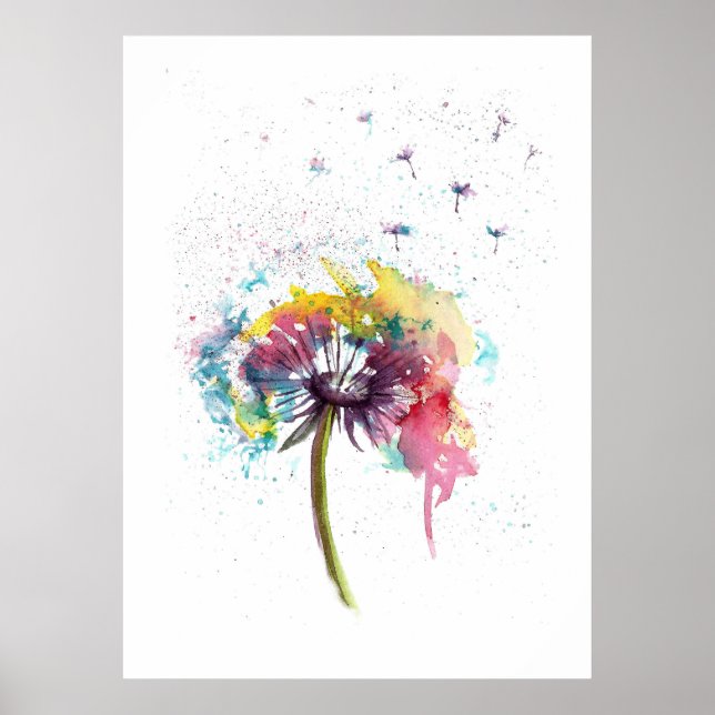 Poster Abstract Dandelion watercolour (Frente)