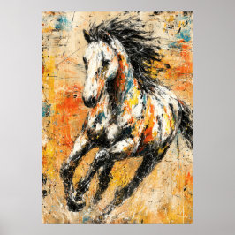 Poster Abstract Expressionist Horse Painting Dynamic