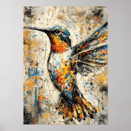 Poster Abstract Expressionist Hummingbird Painting Modern