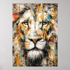 Poster Abstract Expressionist Lion Portrait Modern Wild