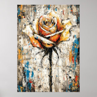 Poster Abstract Expressionist Rose Painting Modern Floral