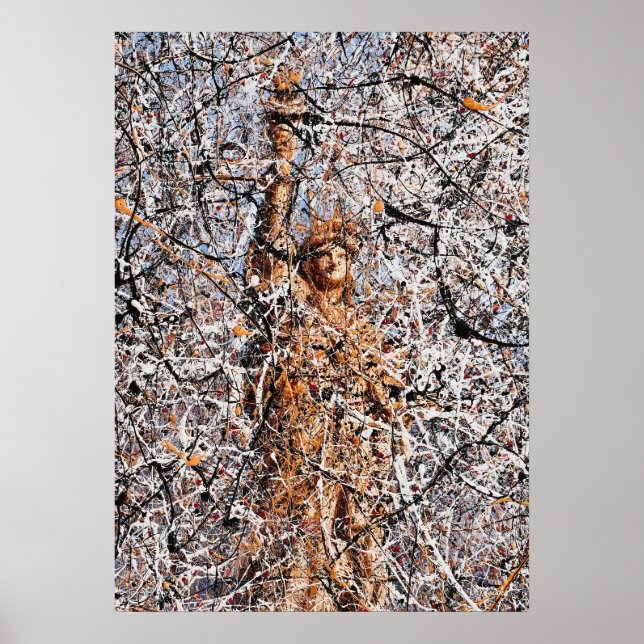 Poster Abstract Expressionist Statue of Liberty Drip Art (Frente)