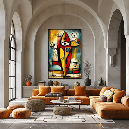 Poster Abstract Expressionist Surfboard – Symbolic Modern