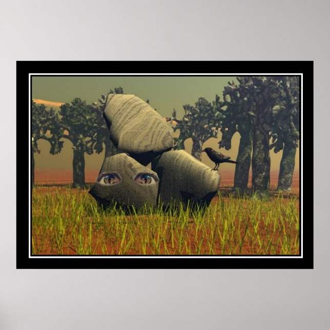 Pôster Abstract Eyes inside rock (Frente)