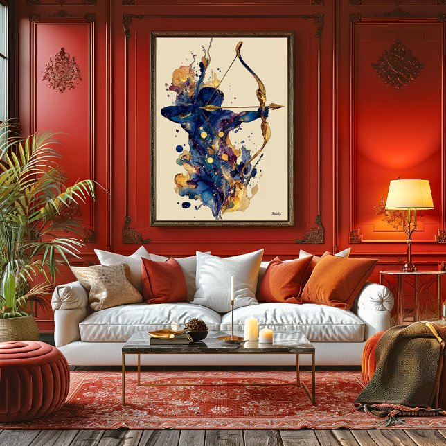 Poster Abstract Fluid Ink Archer – Modern Motion Wall Art (Criador carregado)