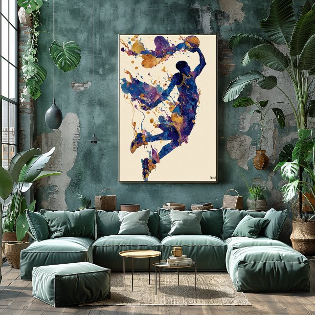 Poster Abstract Fluid Ink Basketball Player – Modern Art (Criador carregado)