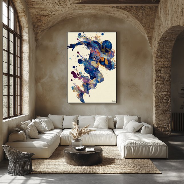 Poster Abstract Fluid Ink Football Player – Expressive  (Criador carregado)