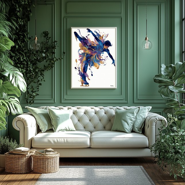 Poster Abstract Fluid Ink Ice Skater – Modern Motion Art (Criador carregado)