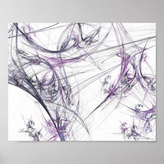 Poster Abstract Fractal Spider Web on White Canvas Print (Frente)