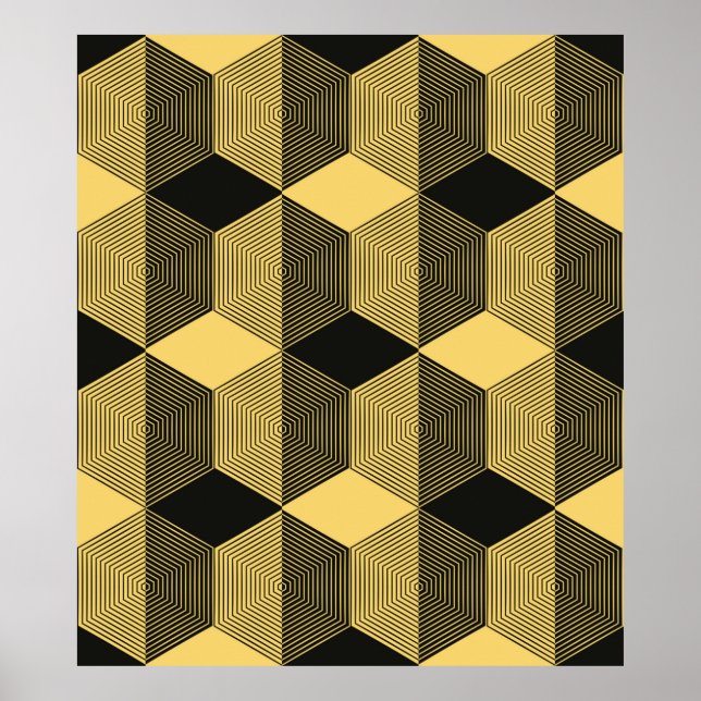 Poster Abstract geometric background. Hexagonal mesh with (Frente)