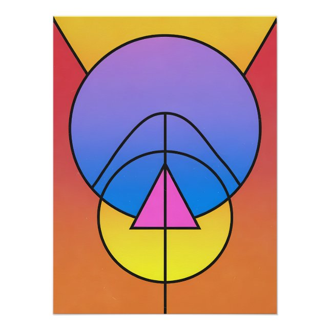Pôster Abstract Geometric Circles Line Colorful Poster (Frente)