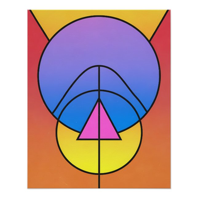 Pôster Abstract Geometric Circles Line Colorful Poster (Frente)