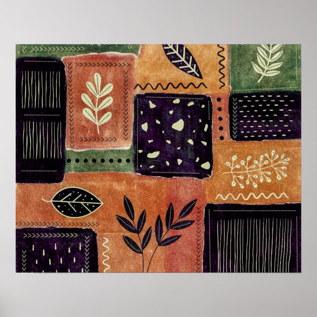 Poster Abstract Geometric Circles Shapes and Leaves | (Frente)