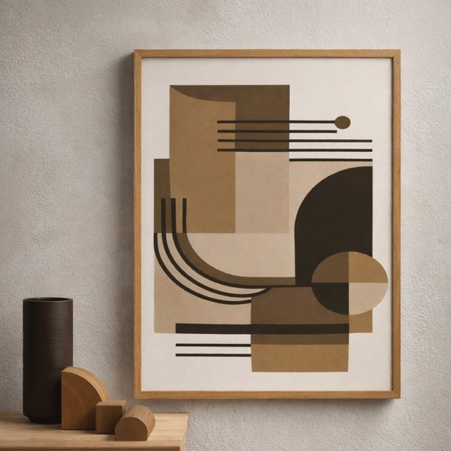 Poster Abstract Geometric Composition in Earthy Tones (Criador carregado)