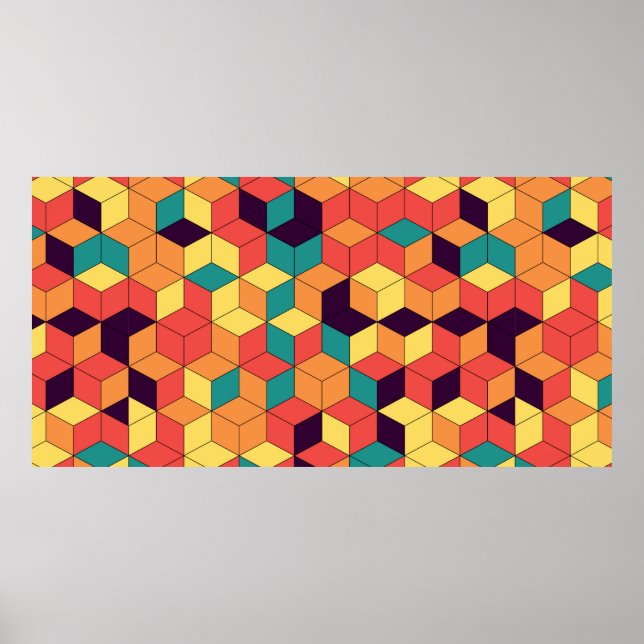 Poster Abstract geometric seamless pattern of color cubes (Frente)