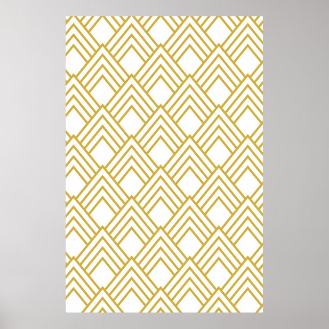 Poster Abstract geometrical, white and gold (Frente)