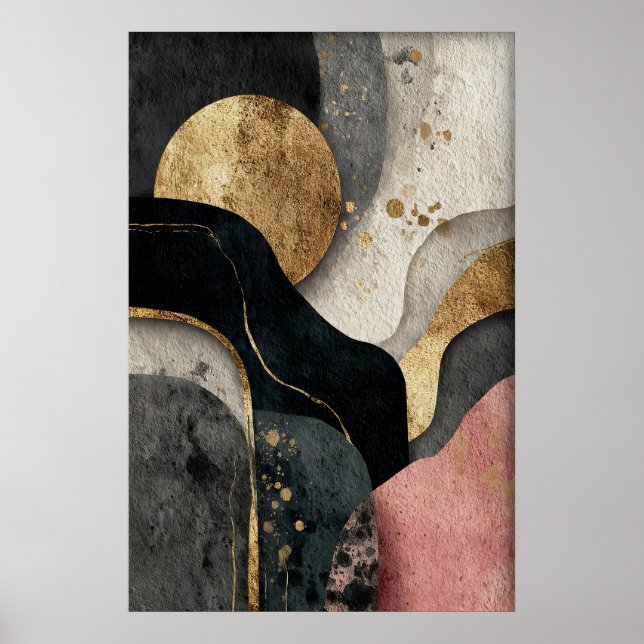 Poster Abstract Gold Minimalist Print, Boho Printable (Frente)