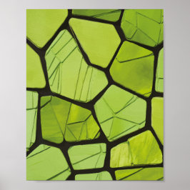 Poster Abstract Green Geometric Mosaic
