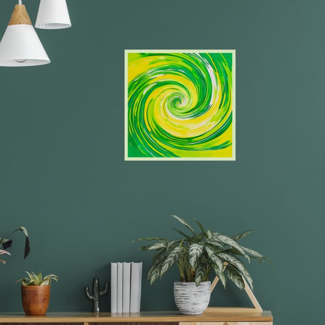 Poster Abstract Green Yellow Spiral Art (Sala de Estar 1)