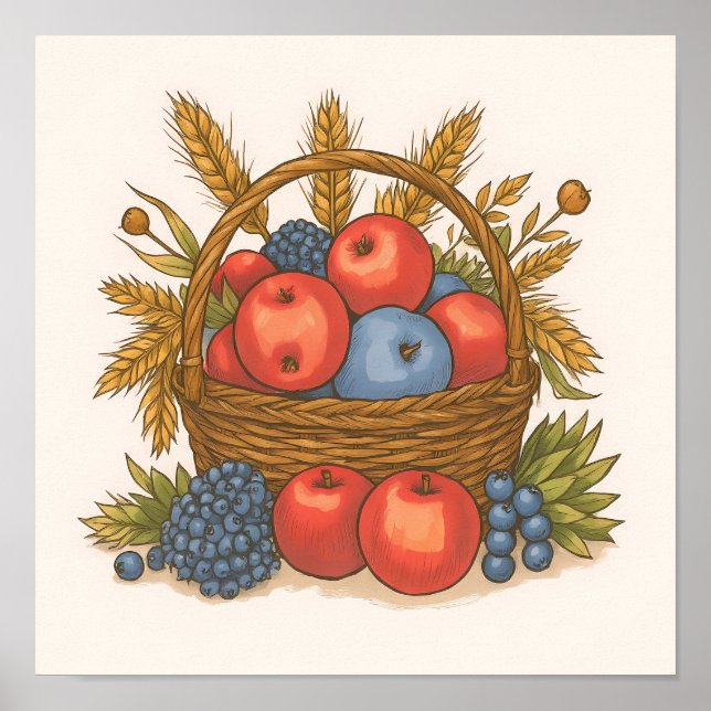 Poster Abstract Harvest Colors: Seamless Oranges & Greens (Frente)