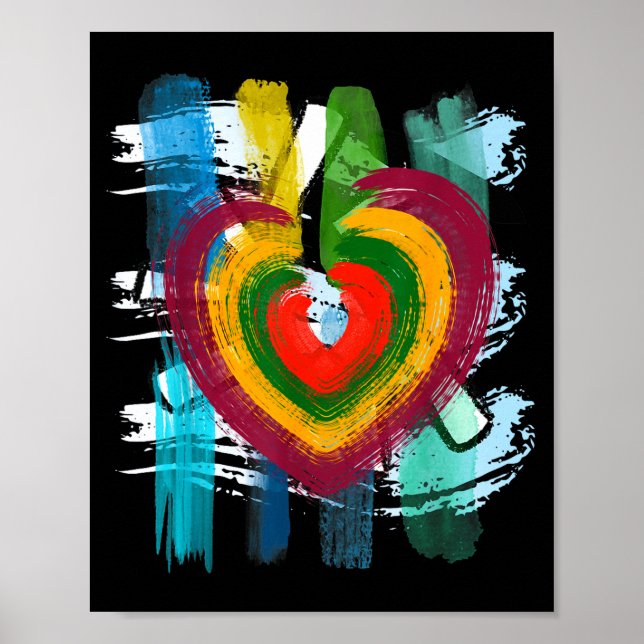 Poster Abstract Heart _ Painterly Valentine Abstract Art  (Frente)