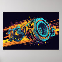 Abstract Industrial Pop Art Mechanical Turbine