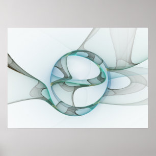 Pôster Abstract moderna Fractal espécie Blue Turquoise