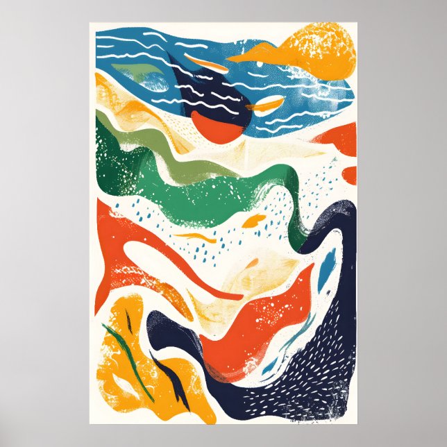 Poster Abstract Ocean Waves Art Print Matisse Style (Frente)