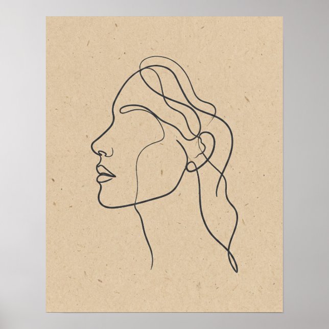 Poster Abstract One Line Face Drawing Boho Minimalist  (Frente)