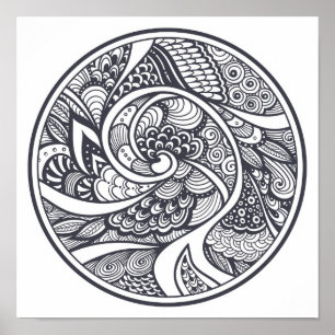 Pôster Abstract Pattern In Zen-Doodle Style 2