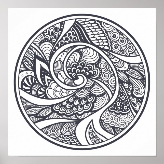 Pôster Abstract Pattern In Zen-Doodle Style 2 (Frente)