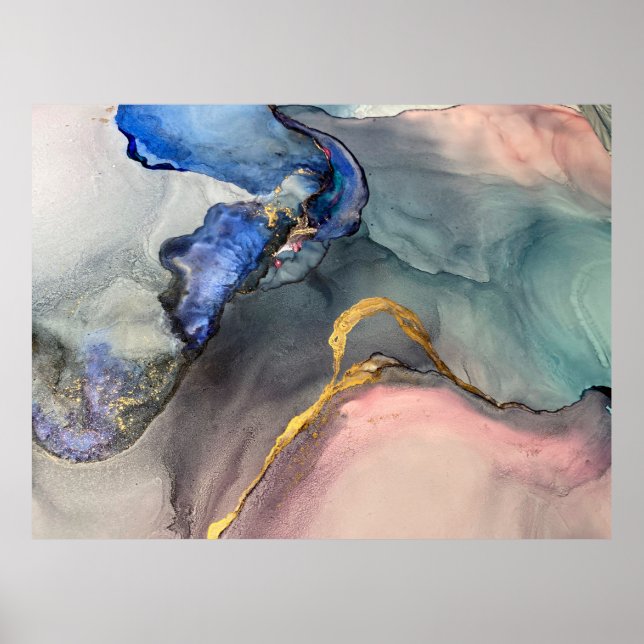 Poster Abstract pink-blue background with beautiful smudg (Frente)