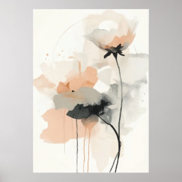Poster Abstract Poppy Floral Art Print | Minimalist Blush