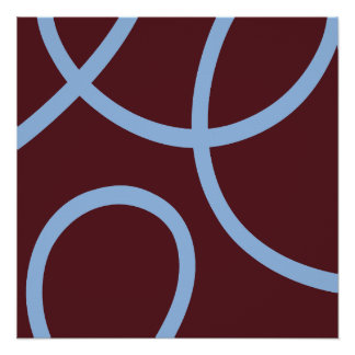 Pôster Abstract Poster – Blue Lines Burgundy