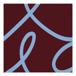 Pôster Abstract Poster – Blue Lines on Burgundy