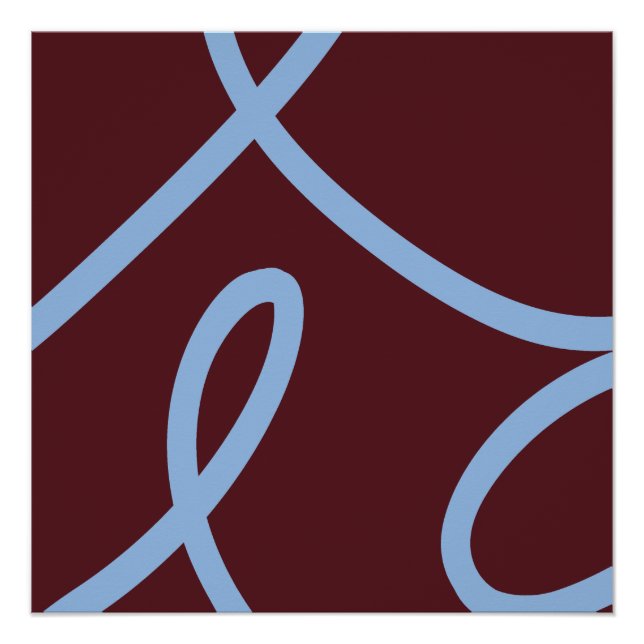 Pôster Abstract Poster – Blue Lines on Burgundy (Frente)