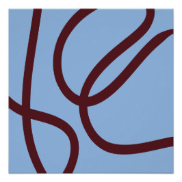 Pôster Abstract Poster – Burgundy Lines on Light Blue