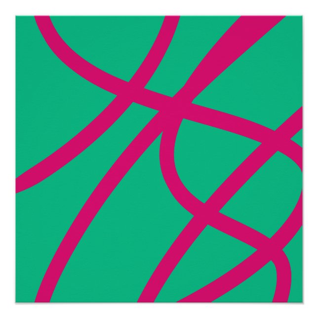 Pôster Abstract Poster – Red Lines on Green (Frente)