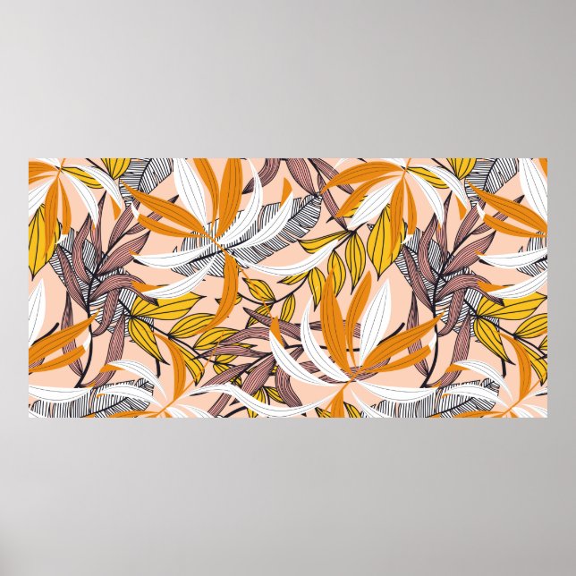 Poster Abstract seamless pattern with colorful tropical l (Frente)