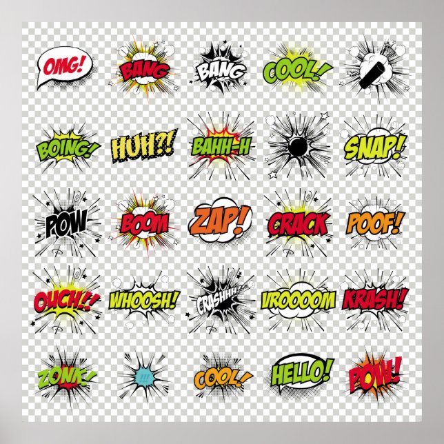 Poster abstract set of pop art objects on a special backg (Frente)