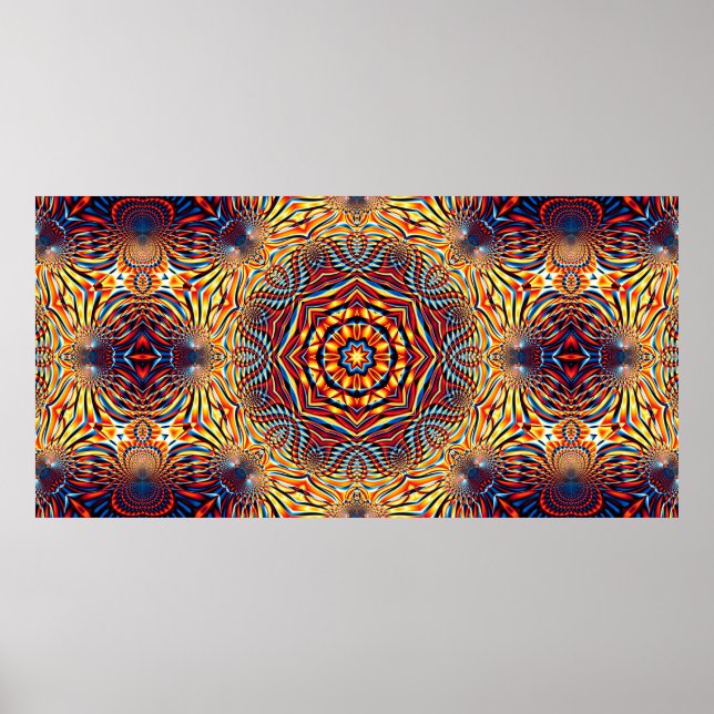 Poster Abstract square background. Symmetric round decora (Frente)