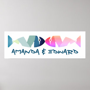 Poster Abstract Swimming Blue Fish
