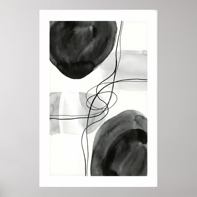 Poster Abstract Wall Art Print Graphite Circles and Fine (Frente)