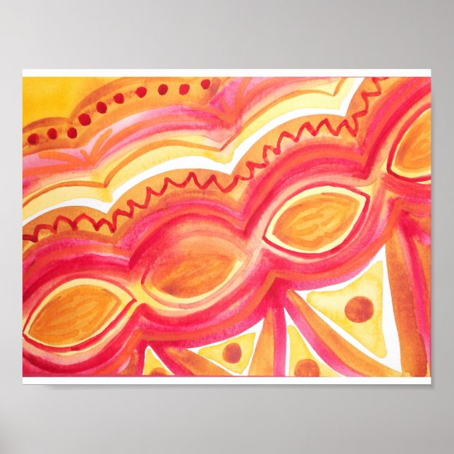 Poster Abstract watercolor with warm ethnic feel (Frente)