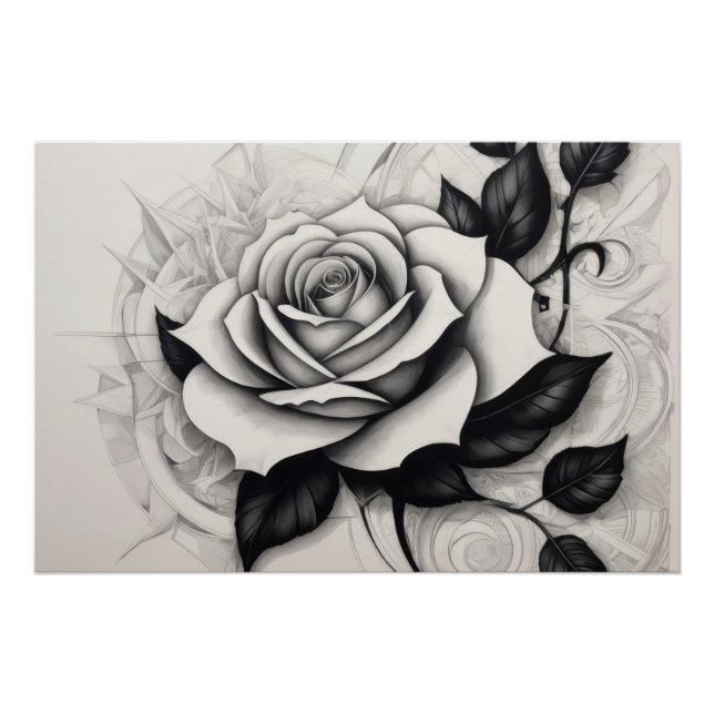 Pôster Abstract white rose (Frente)