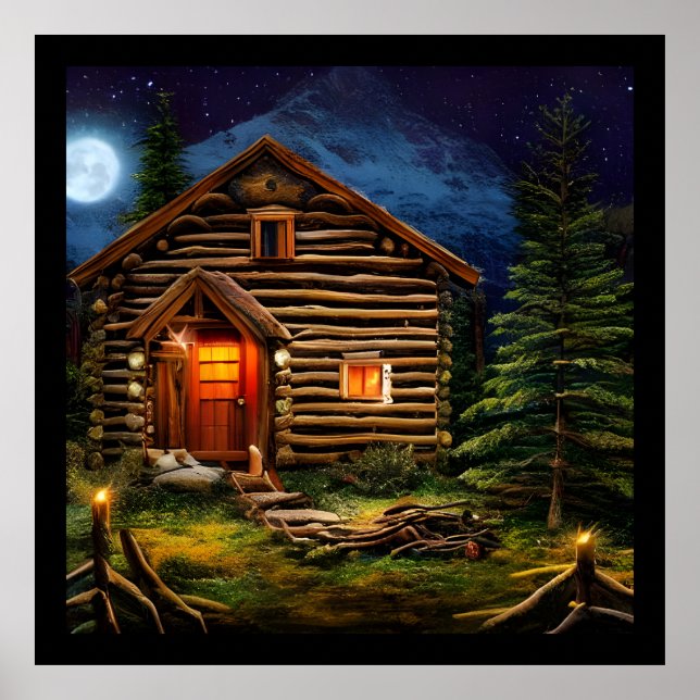 Poster Abstract Wilderness Little Cabin (Frente)